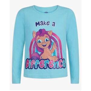 New My Little Pony Girls Blue Long Sleeve Graphic T-Shirt Size 5